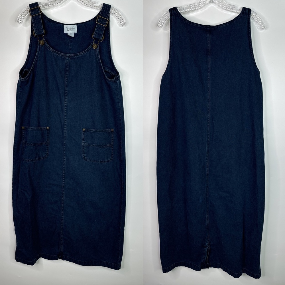 Vintage Christopher & Banks Denim Overall Jumper Maxi Dress Size Medium
